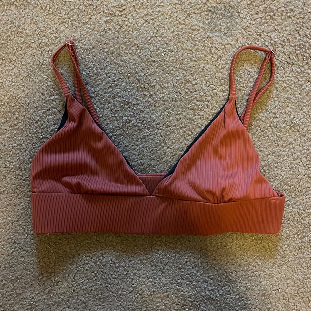 Brown Rust Color Ribbed Bikini Top